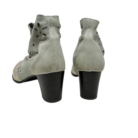 Desigual Ankle Boots Cutwork Tiger Print Heeled Blue Cream Pink Size 41 US 10 - Picture 11 of 14